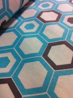 Baumwolle Hexagon türkis grau